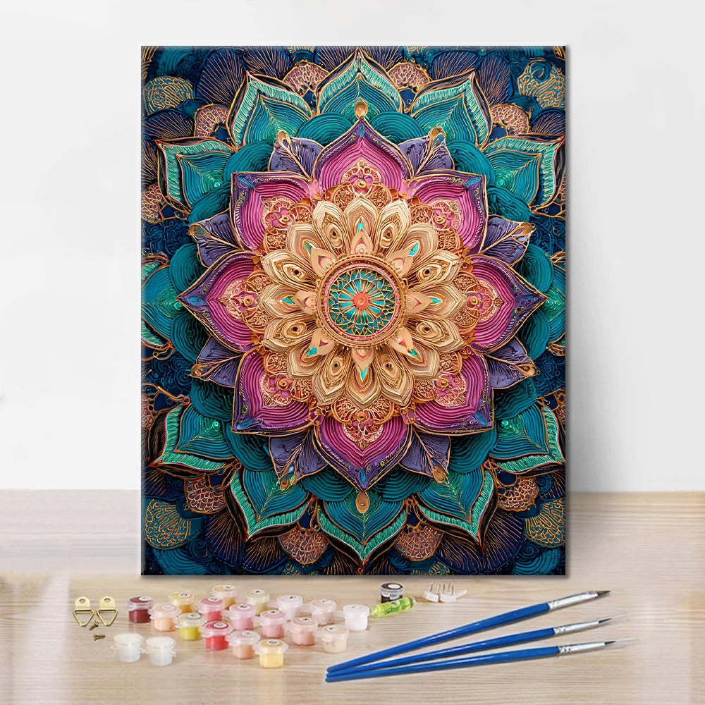 Rainbow Flower Mandala - Paint by Numbers