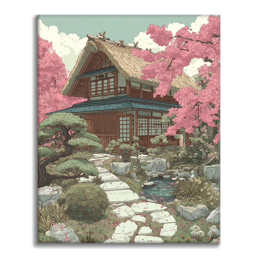 Cherry Blossom Path - Paint by Numbers