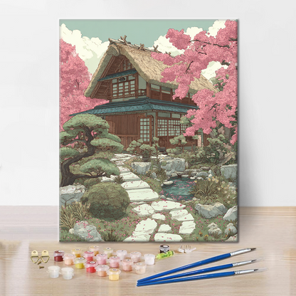 Cherry Blossom Path - Paint by Numbers