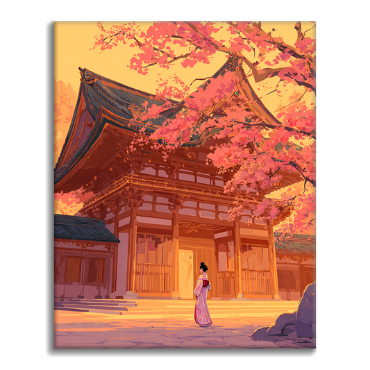 Sakura at the Shrine - Paint by Numbers