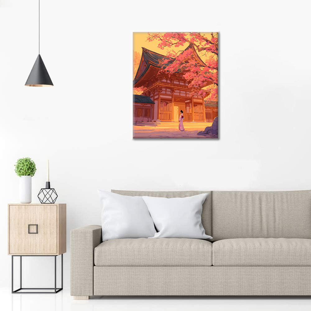 Sakura at the Shrine - Paint by Numbers