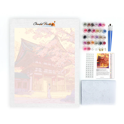 Sakura at the Shrine - Paint by Numbers