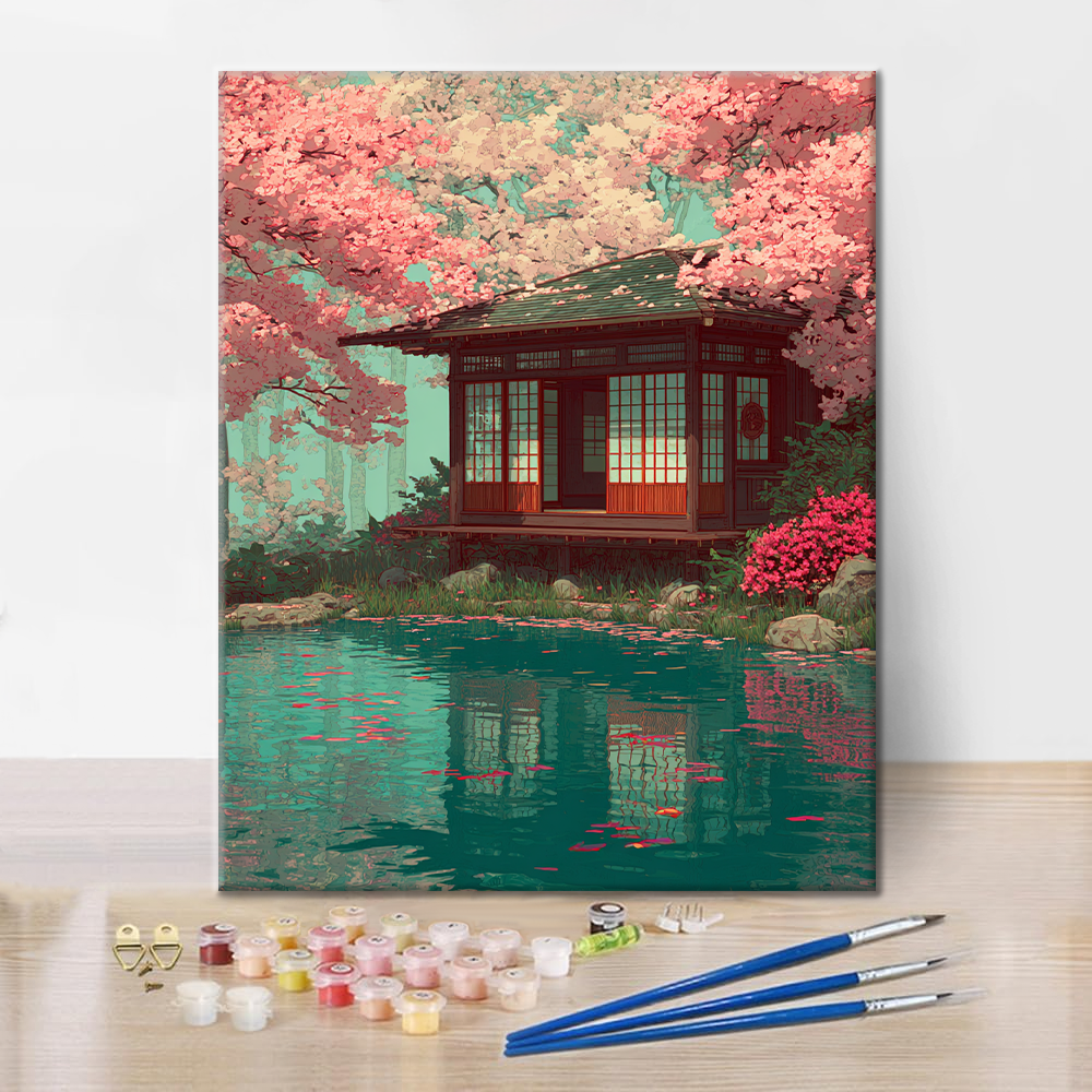 Cherry Blossom Serenity - Paint by Numbers