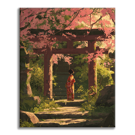 Silhouette of Sakura - Paint by Numbers