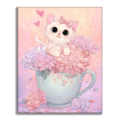 Tea Time Kitten - Paint by Numbers