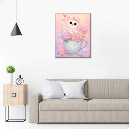 Tea Time Kitten - Paint by Numbers