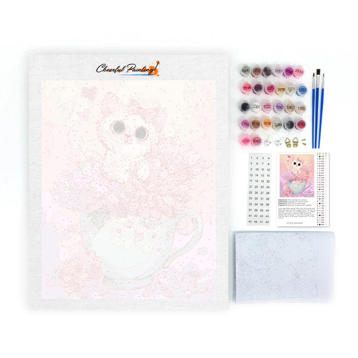 Tea Time Kitten - Paint by Numbers