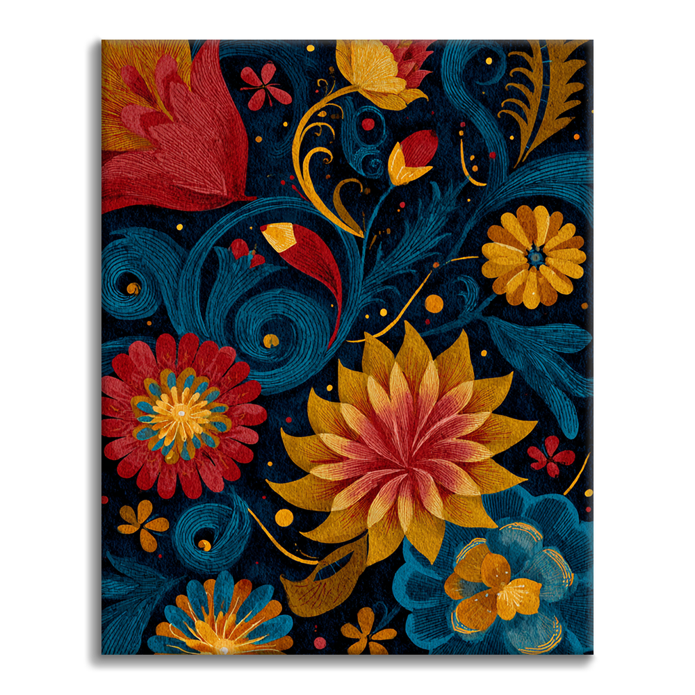 Vibrant Flower Swirls - Paint by Numbers