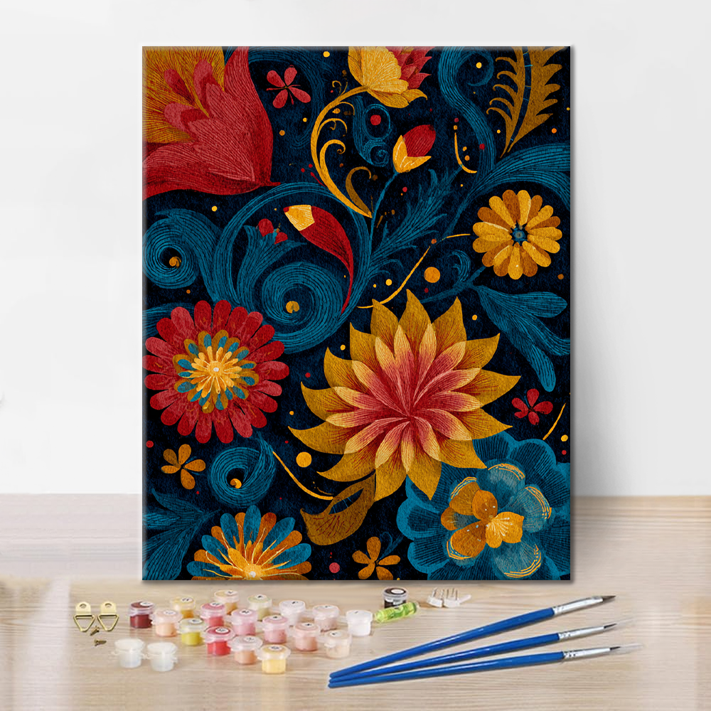 Vibrant Flower Swirls - Paint by Numbers