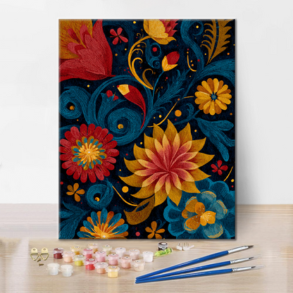 Vibrant Flower Swirls - Paint by Numbers