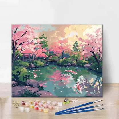 Cherry Blossom Garden - Paint by Numbers