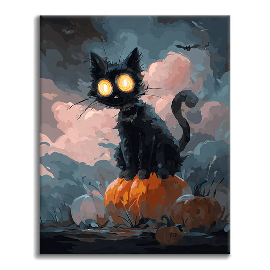 Halloween Black Cat - Paint by Numbers
