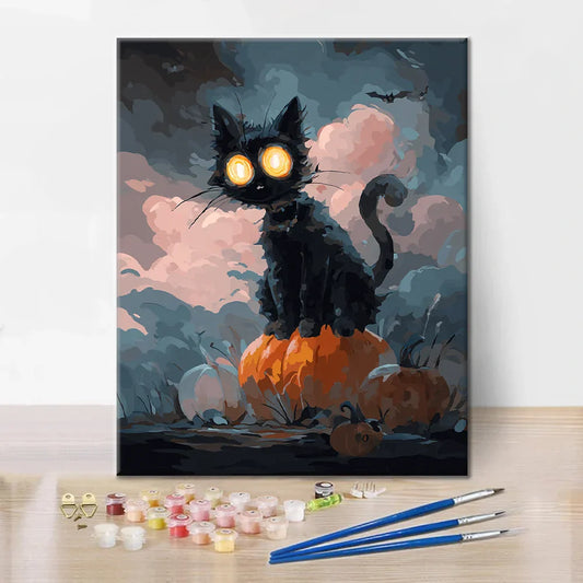 Halloween Black Cat - Paint by Numbers