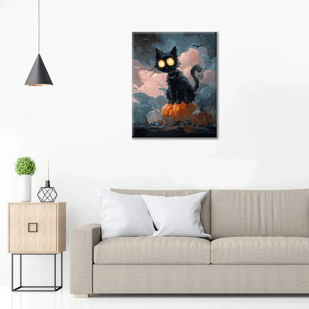 Halloween Black Cat - Paint by Numbers