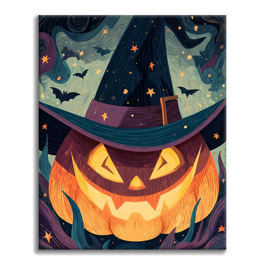 Jack-o’-Lantern with a Wizard Hat - Paint by Numbers