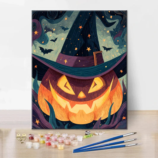 Jack-o’-Lantern with a Wizard Hat - Paint by Numbers