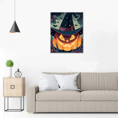 Jack-o’-Lantern with a Wizard Hat - Paint by Numbers