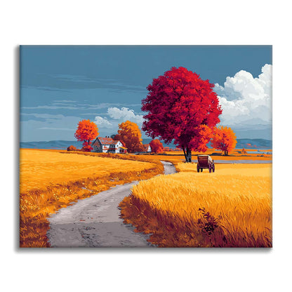 Autumn Countryside Drive - Paint by Numbers