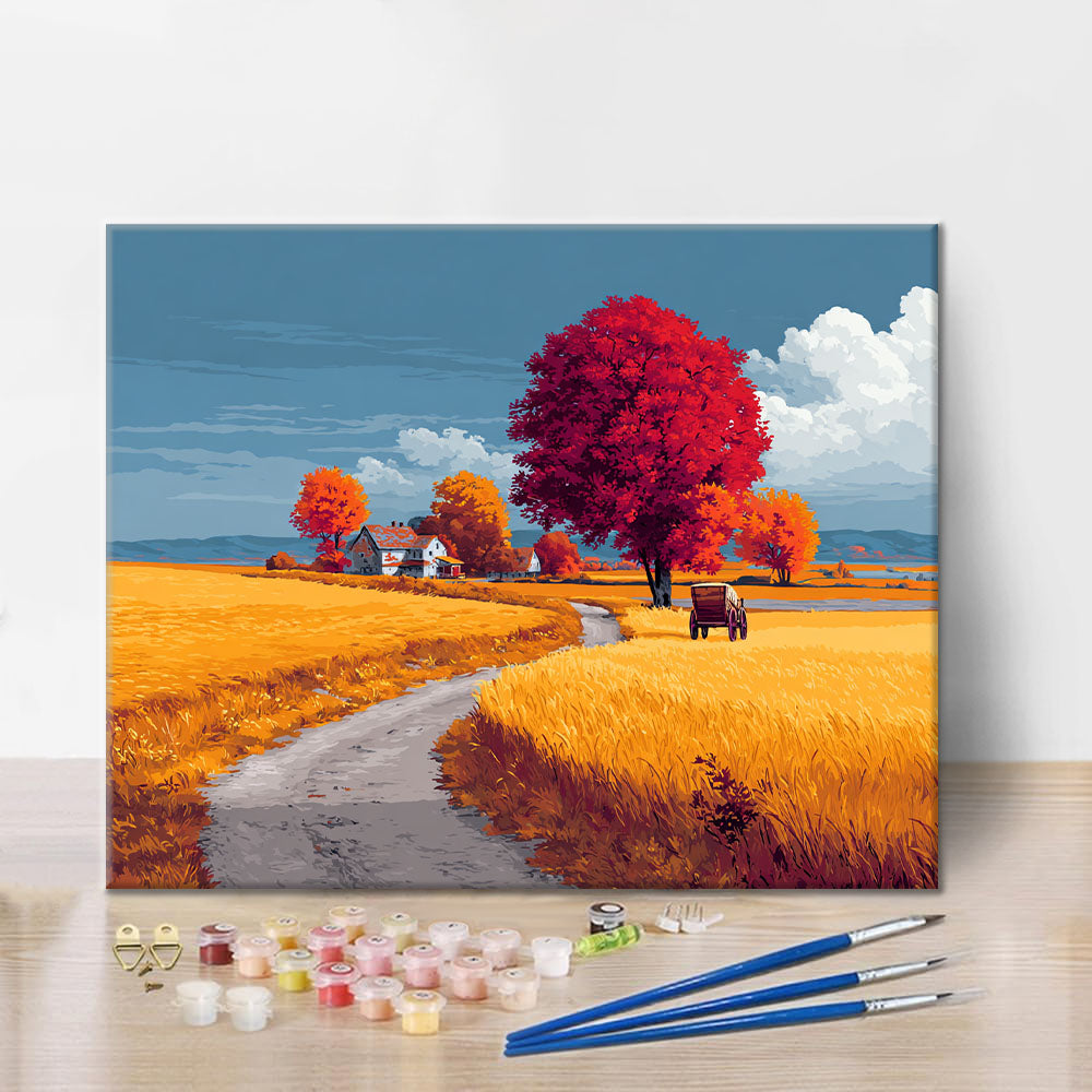 Autumn Countryside Drive - Paint by Numbers