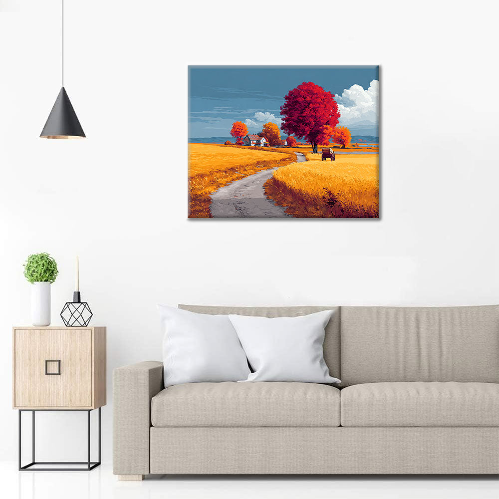 Autumn Countryside Drive - Paint by Numbers