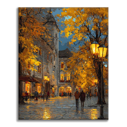 Autumn Evening in a Small Town - Paint by Numbers