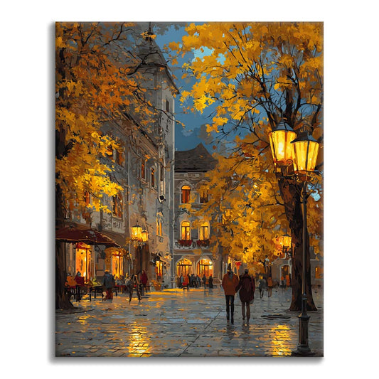 Autumn Evening in a Small Town - Paint by Numbers