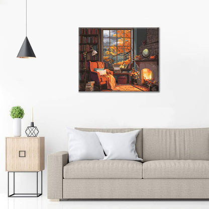 Autumn Fireplace Retreat - Paint by Numbers