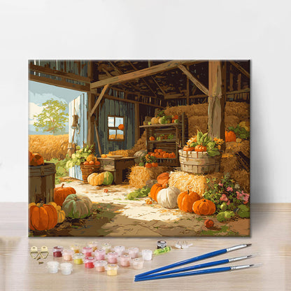 Autumn Harvest Barn - Paint by Numbers