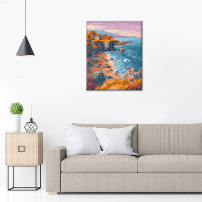 Autumn Seaside Cottage - Paint by Numbers