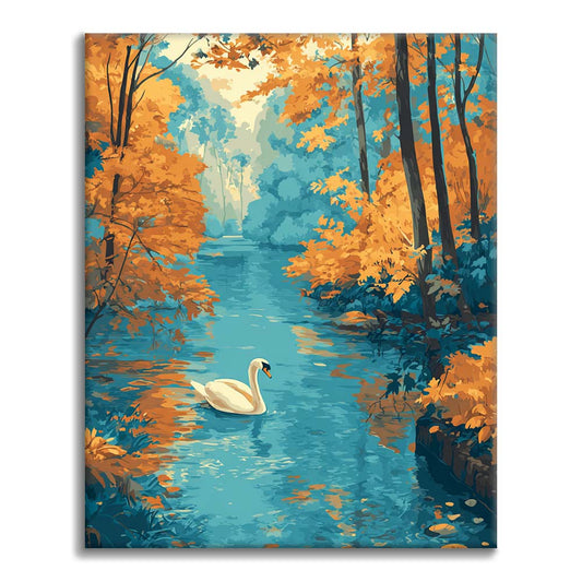 Autumn Swan on the Lake - Paint by Numbers