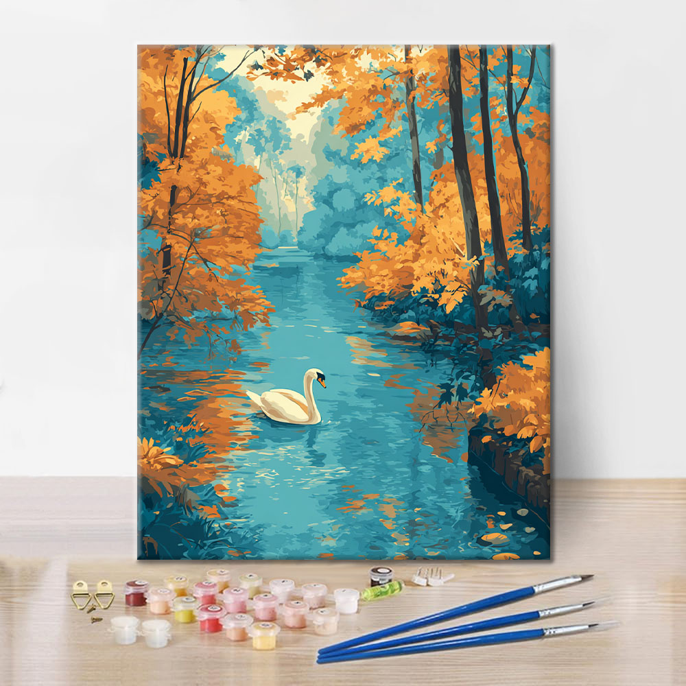 Autumn Swan on the Lake - Paint by Numbers