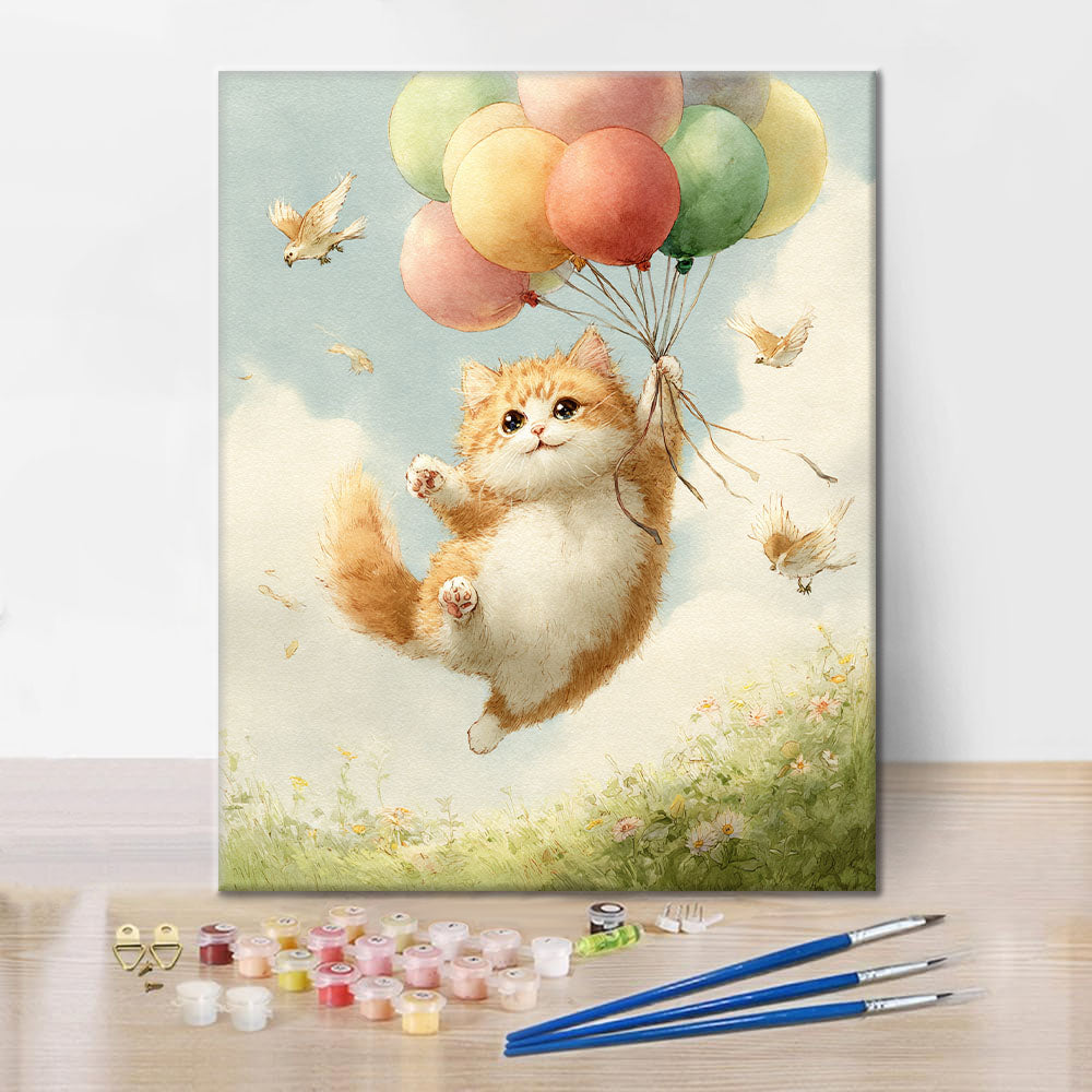 Cat's Balloon Ride - Paint by Numbers