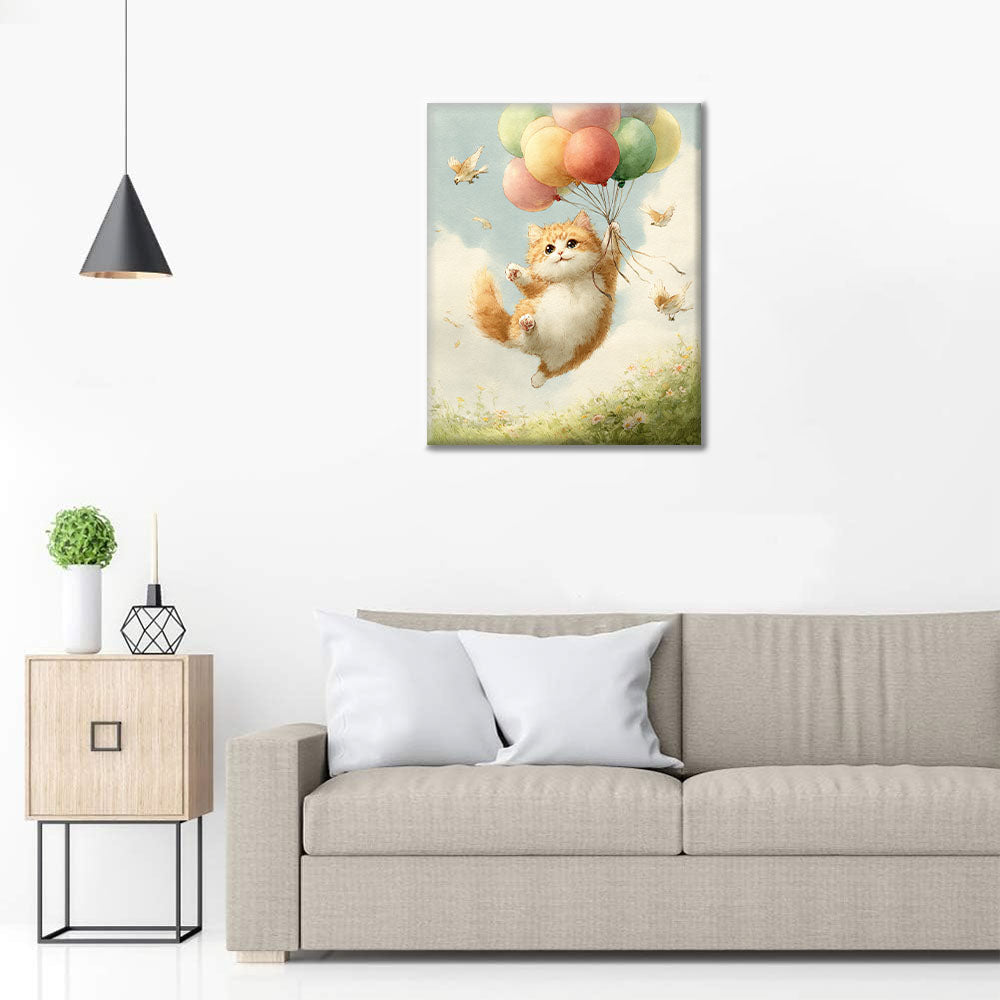 Cat's Balloon Ride - Paint by Numbers
