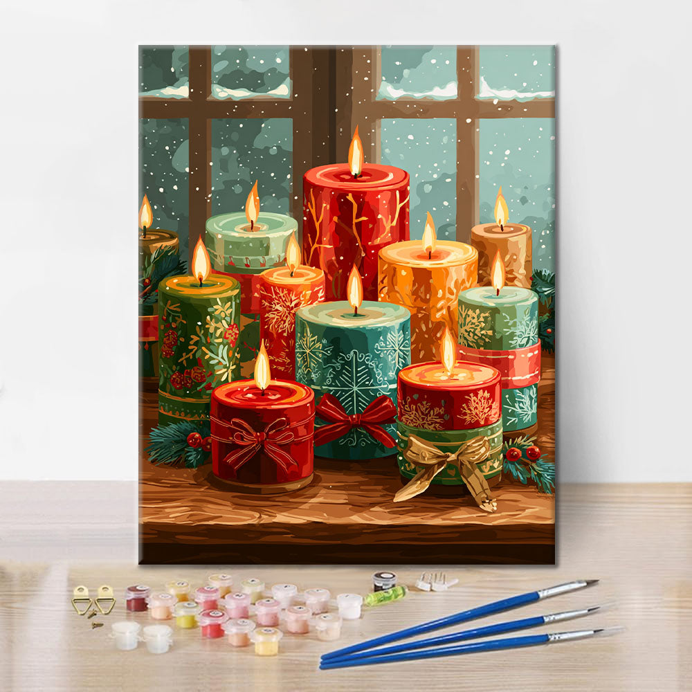Christmas Candle Glow - Paint by Numbers
