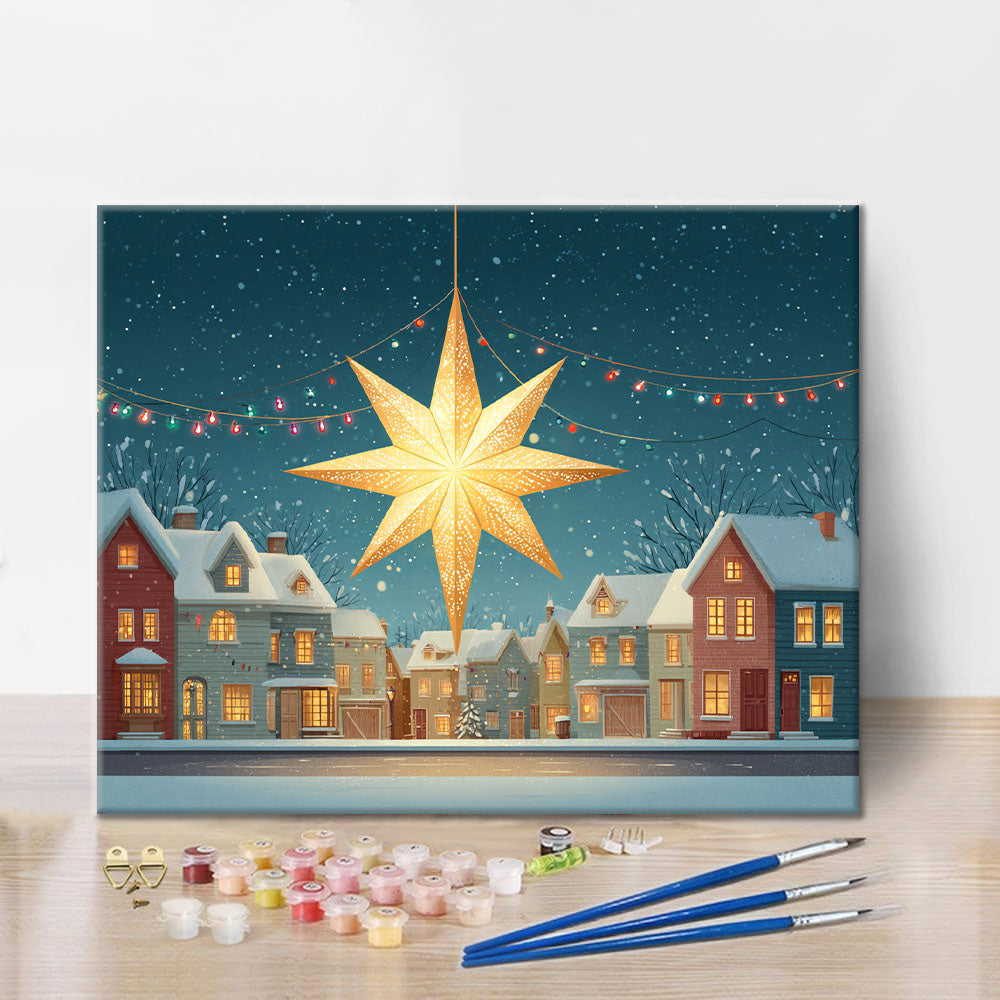 Christmas Star in the Snow - Paint by Numbers