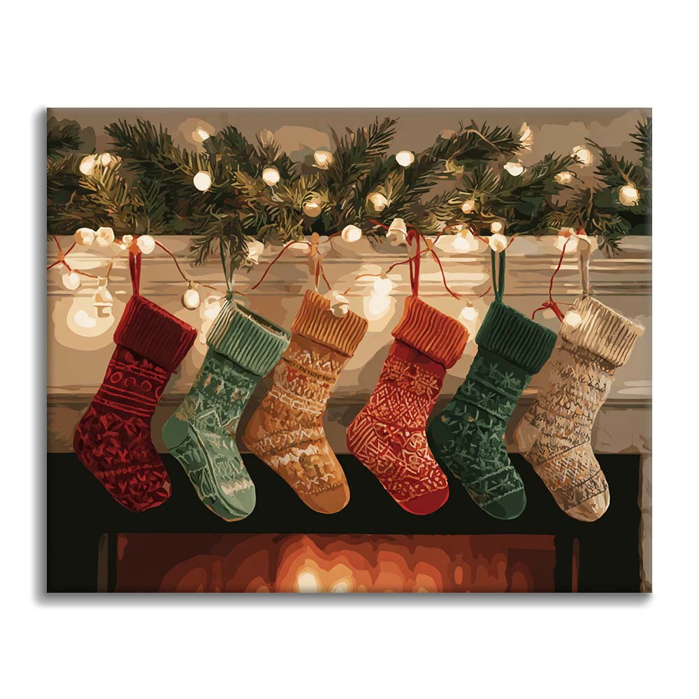 Christmas Stockings by the Fire - Paint by Numbers