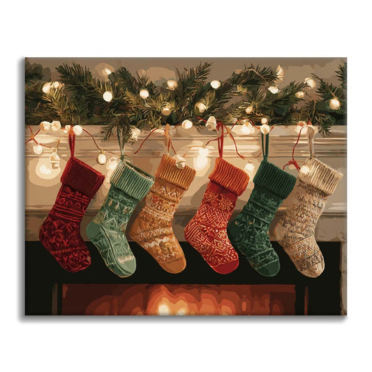 Christmas Stockings by the Fire - Paint by Numbers