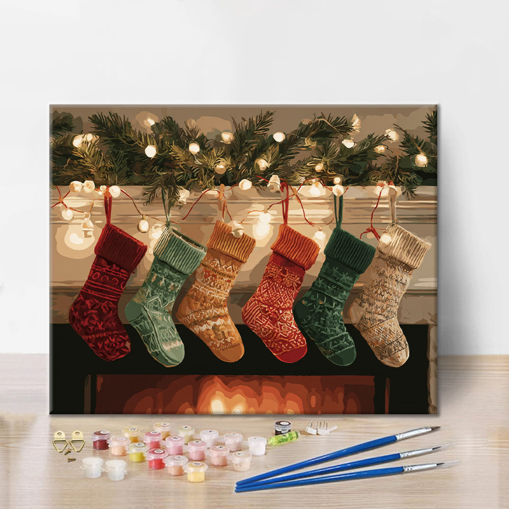 Christmas Stockings by the Fire - Paint by Numbers