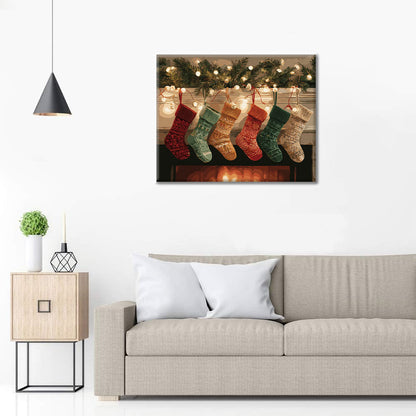 Christmas Stockings by the Fire - Paint by Numbers