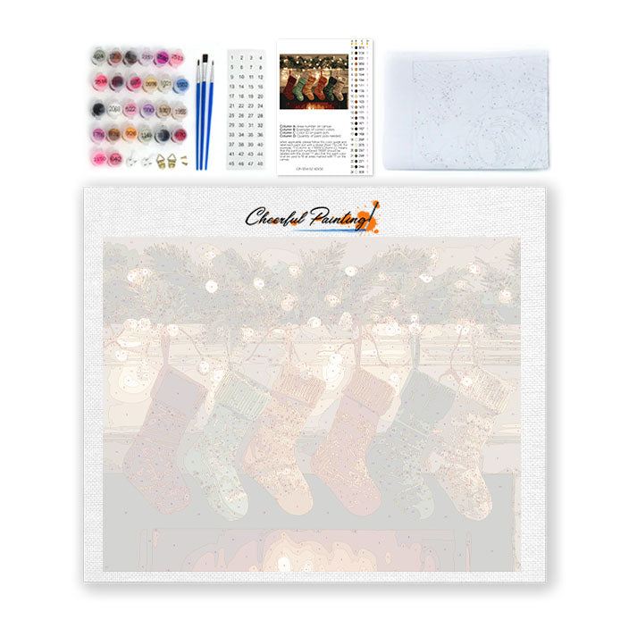 Christmas Stockings by the Fire - Paint by Numbers