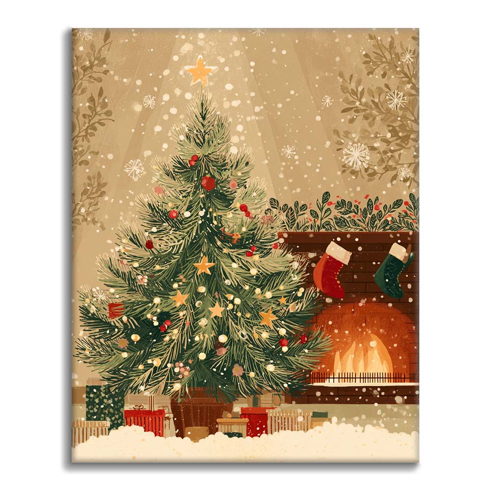 Christmas Tree and Fireplace - Paint by Numbers