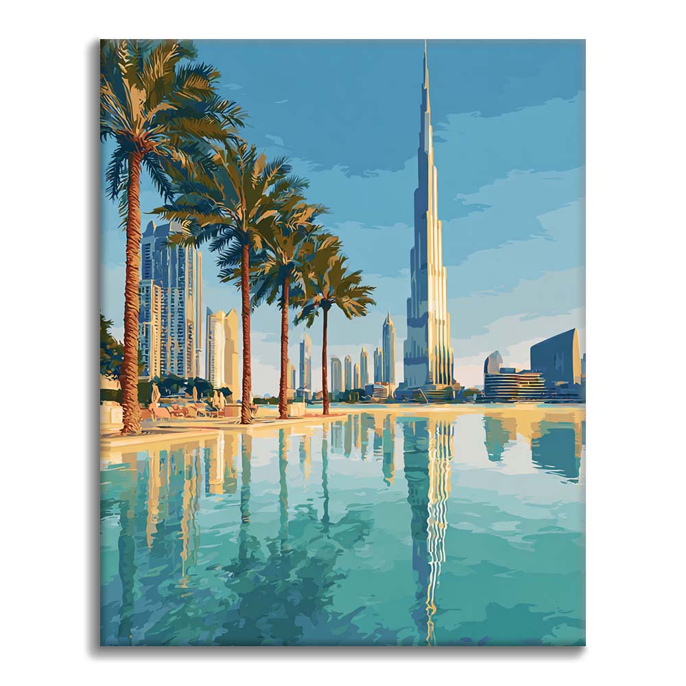Dubai Skyline Reflections - Paint by Numbers