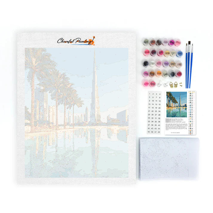 Dubai Skyline Reflections - Paint by Numbers