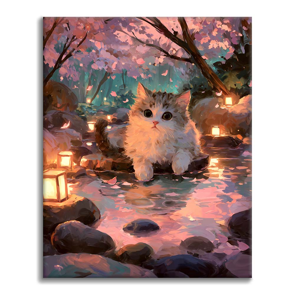 Hot Spring Cat - Paint by Numbers