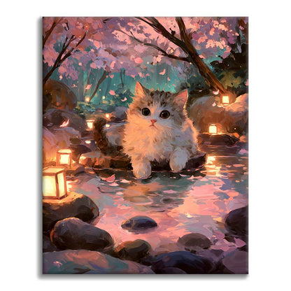 Hot Spring Cat - Paint by Numbers