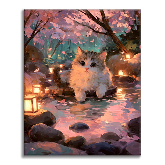 Hot Spring Cat - Paint by Numbers
