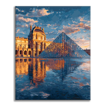 Louvre Pyramid Reflection - Paint by Numbers