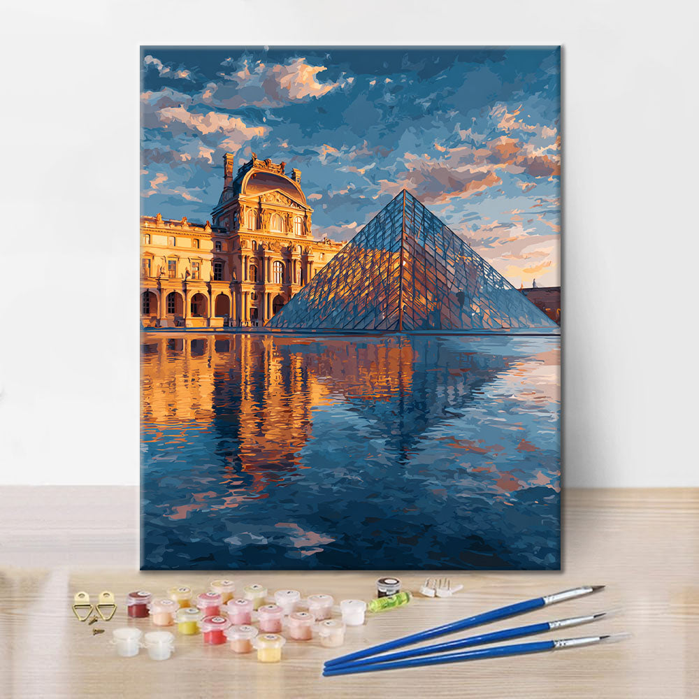 Louvre Pyramid Reflection - Paint by Numbers