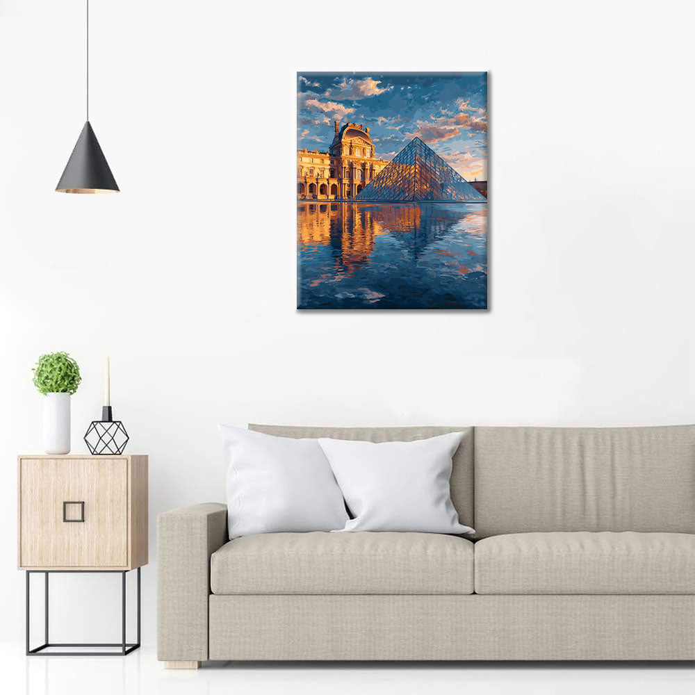 Louvre Pyramid Reflection - Paint by Numbers