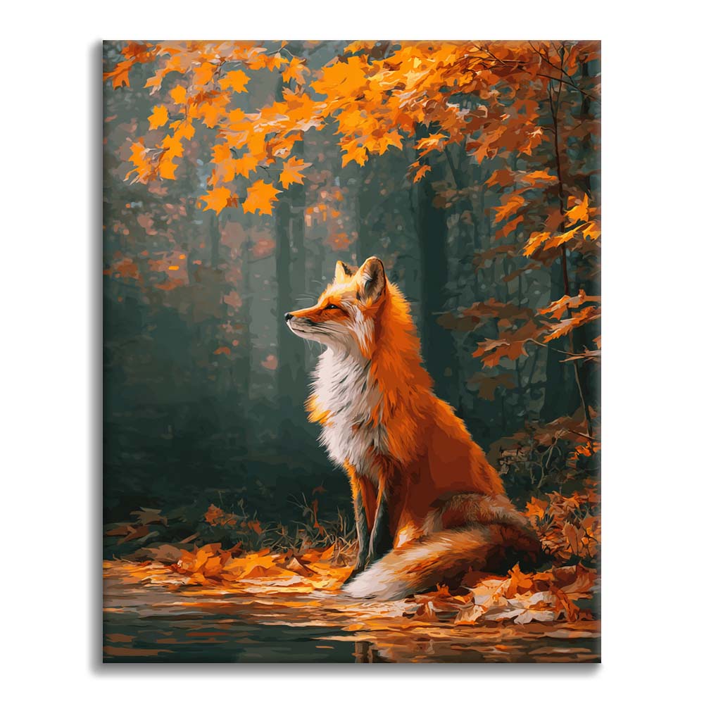 Maple Leaves and Fox - Paint by Numbers